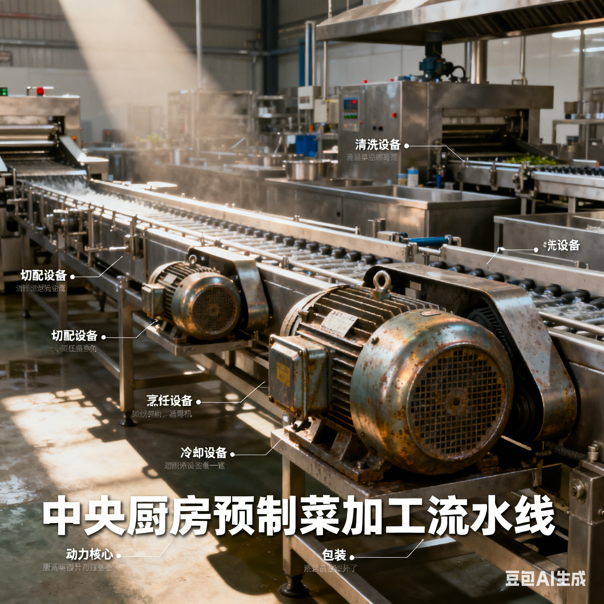 中央廚房預(yù)制菜加工流水線，電機(jī)功率多大？(圖1)